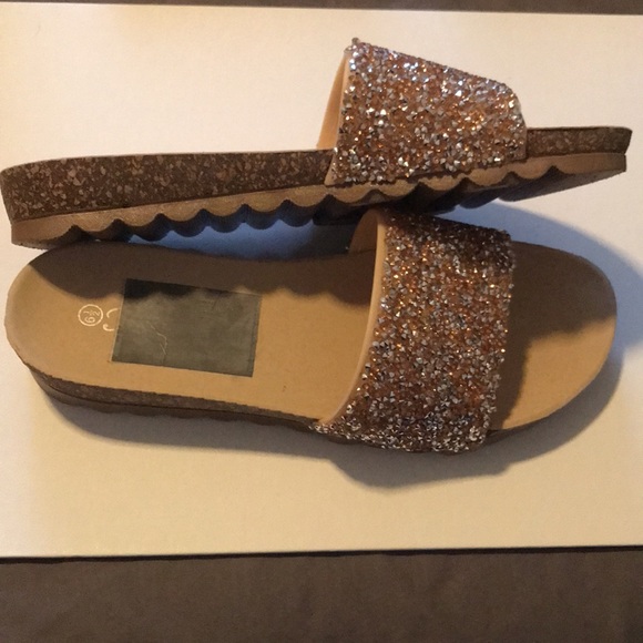 Forever Women's Glitter Cork Slides - Size 6-1/2 - Picture 6 of 14
